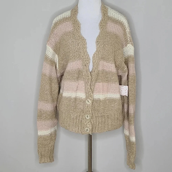 NWT Free People Fine Time Stripe Cardigan Sweater XS - Picture 1 of 9
